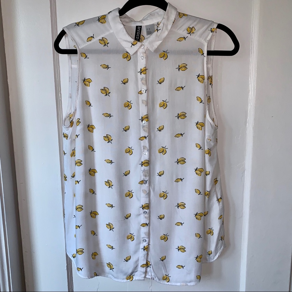 H&M Lemons Button Down Tank Top Sz 10